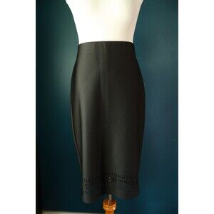 NWT Jules & Leopold Black Zip Keyhole Trim Pencil Knee Length Skirt Goth Medium